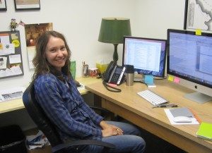 photo of Jennifer Stertzer at her desk