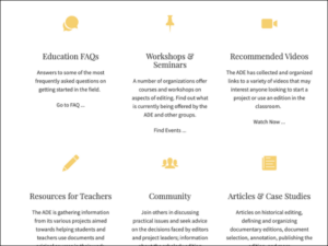 Screen shot of education resources page